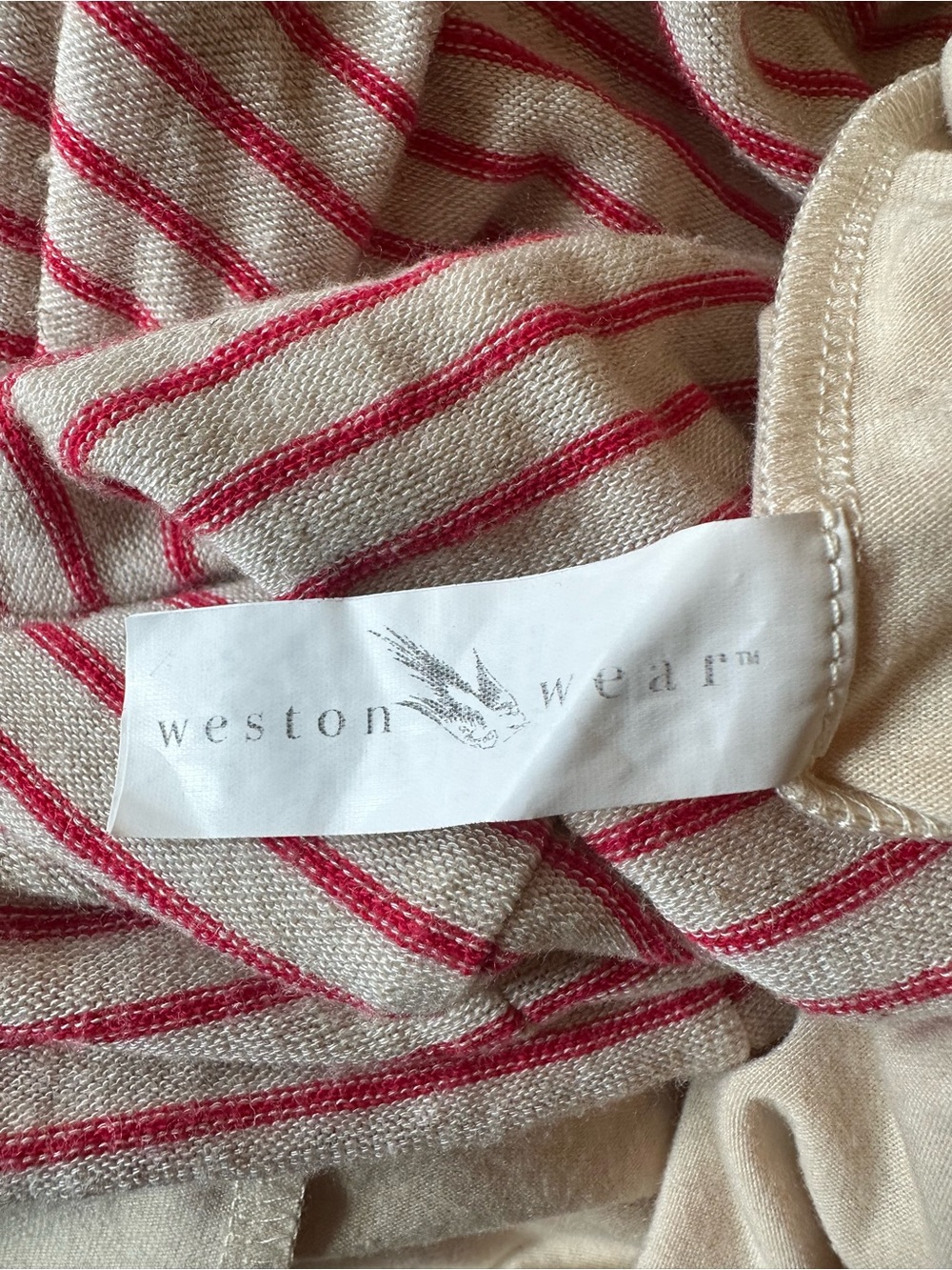 Anthropologie Weston Wear Land of Springs Cream and Red Striped Dress size large - Picture 12 of 13